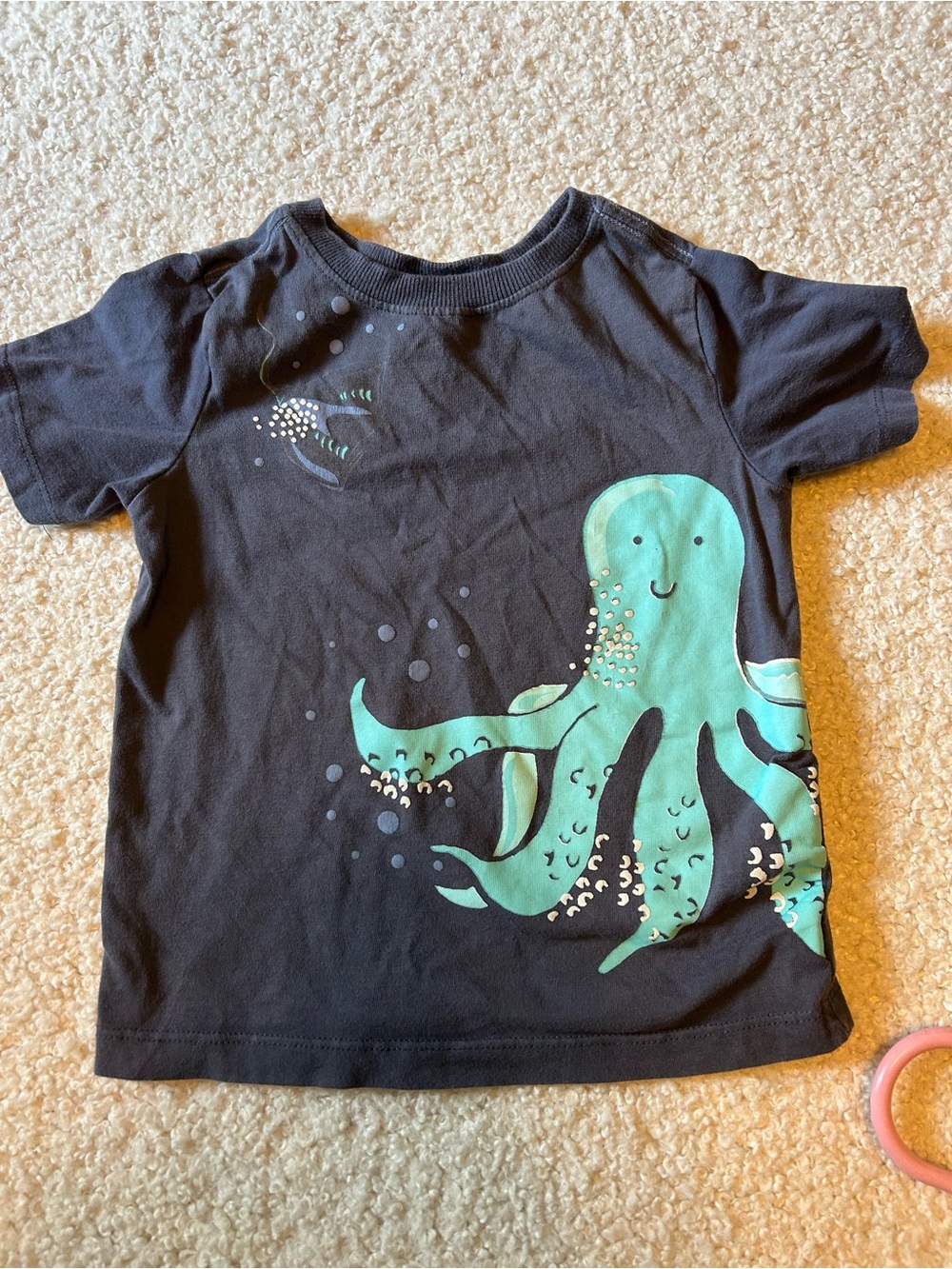 Tommy Bahama Black Kids Tee with Aqua Octopus Graphic